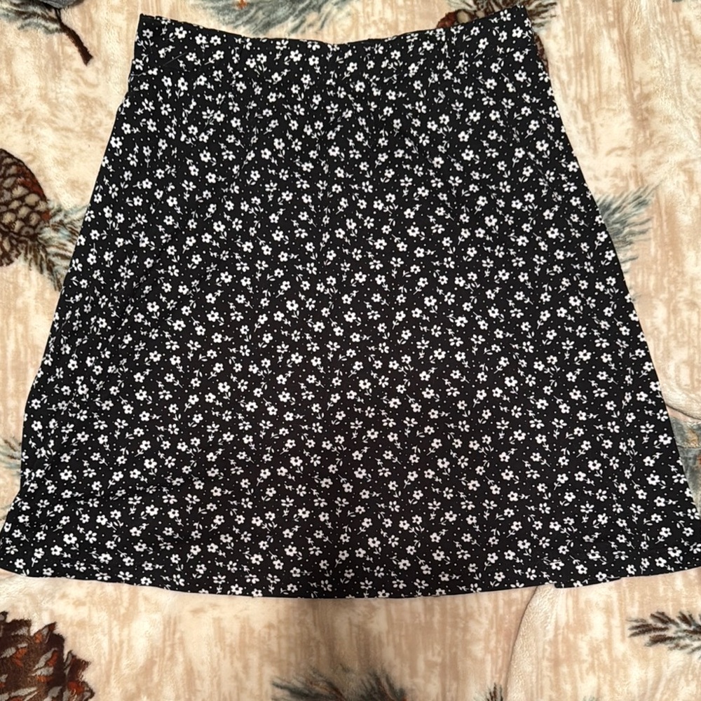 Floral Black and White Skirt